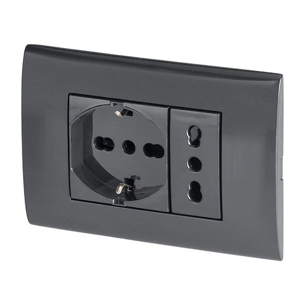Placca Premontata Presa+Presa Nera