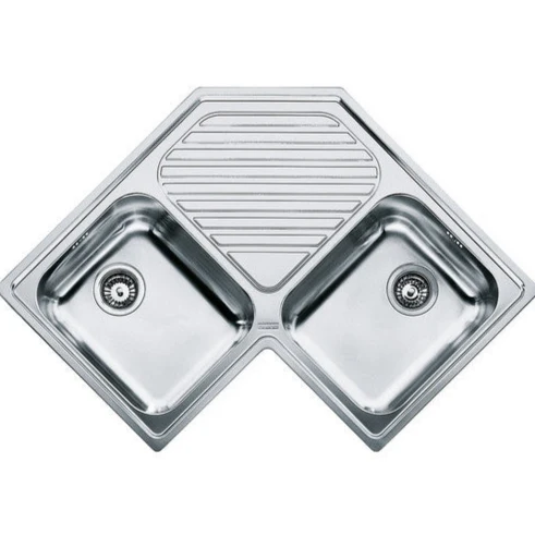 LAVELLO Franke PNX 621-E Angolo Lavello angolo 2 vasche incasso 83 x 83 x 50 con gocciolatoio centrale - inox satinato 101.0021.585