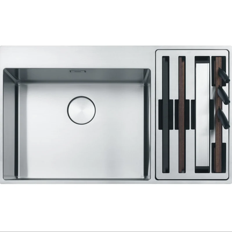 LAVELLO Franke BWX 220-54-27 Box Center Lavello 2 vasche semifilo/filotop 86 x 51 - inox satinato - vano accessorio destro 127.0538.259