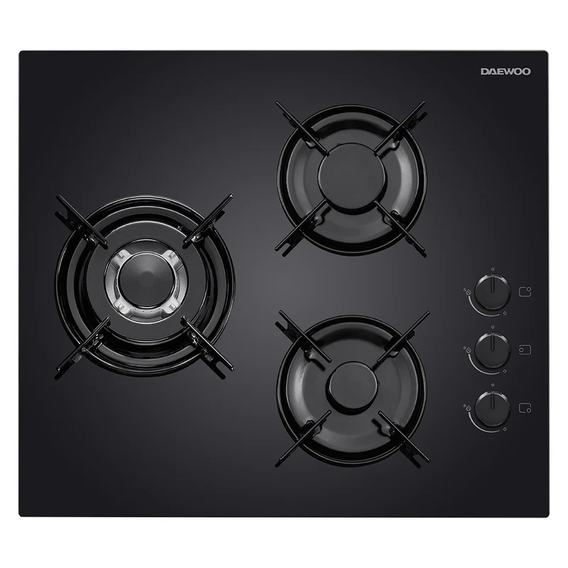 Daewoo BH6GKR21BNL-FR Built-In 60cm Gas on Glass Hob, Knob Control