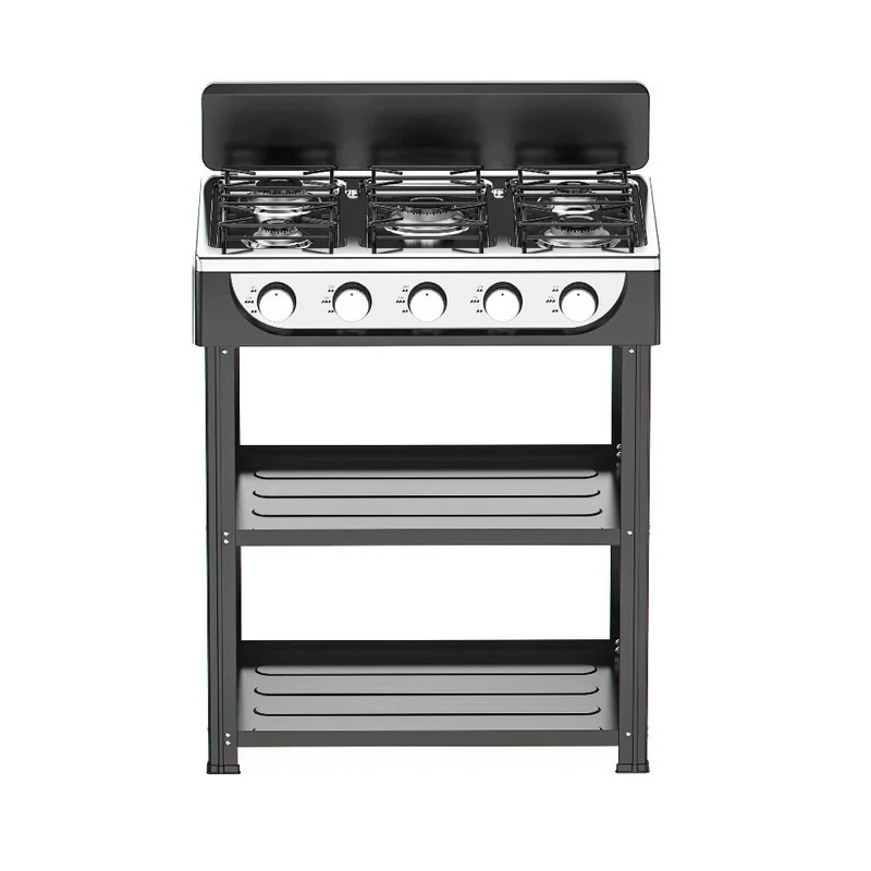 Fornello Mobile 2 Ripiani Nero 5 Fuochi 65cm 92h