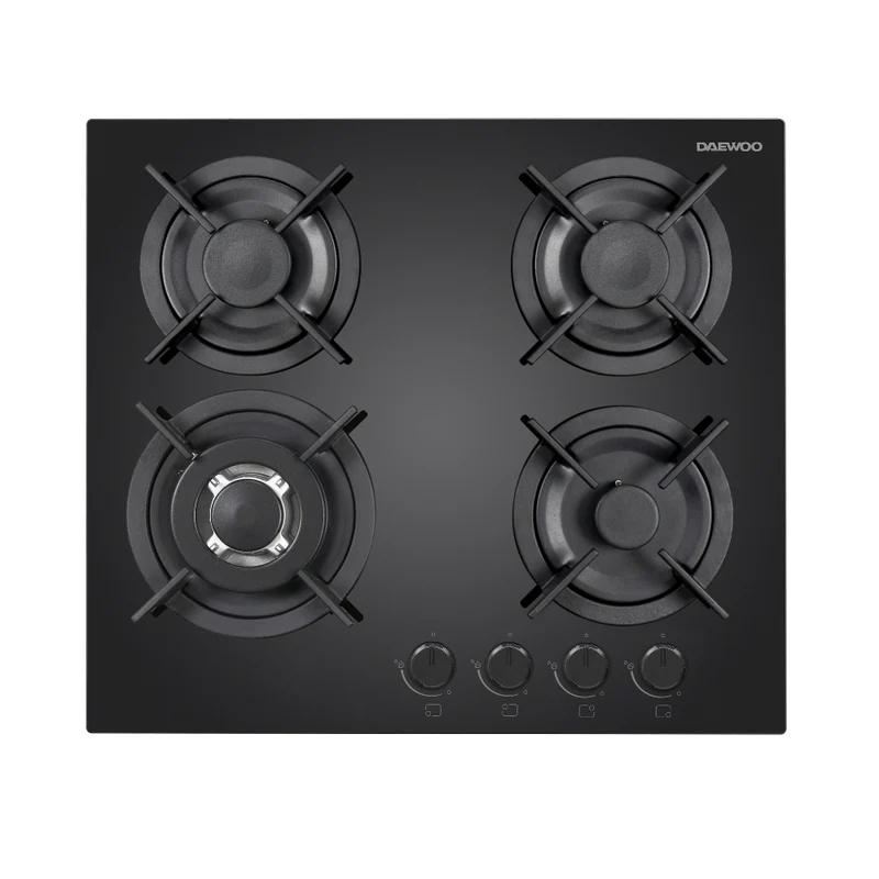 Daewoo H6G41M2IT Built-In 60cm Gas on Glass Hob, Knob Control