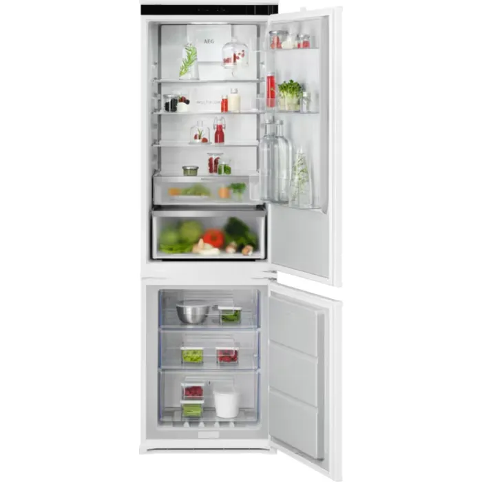 Frigorifero Aeg NSC7C181DS serie 7000 con congelatore da incasso cm. 54, altezza 178, 249 litri, Total No Frost, AI CoolAssist, cassetto ExtraChill