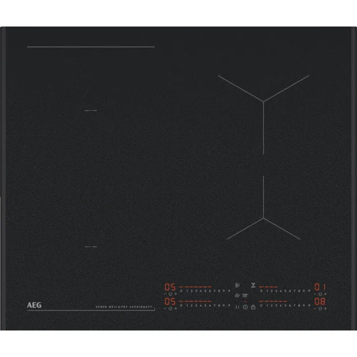 Piano cottura Aeg NII64B30AZ 8000 Piano cottura a induzione 60 cm, 4 zone, SenseBoil & Fry, SaphirMatt nero opaco