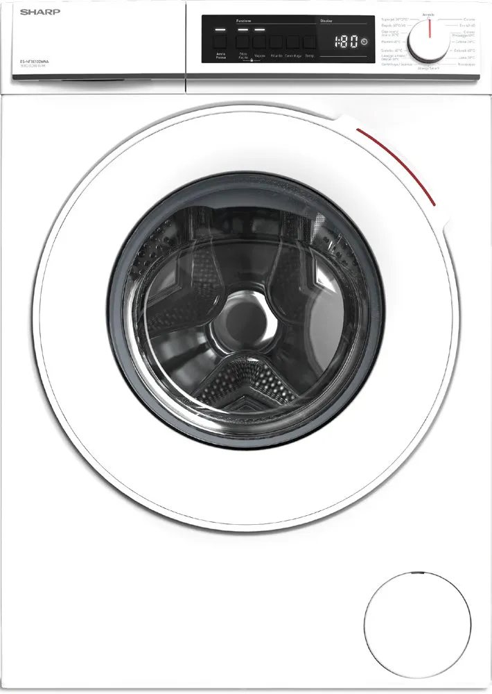 LAVATRICE SHARP 10 Kg Classe A Centrifuga 1200 giri con motore Inverter e Funzione Vapore colore Bianco - ES-NFB012DWNA