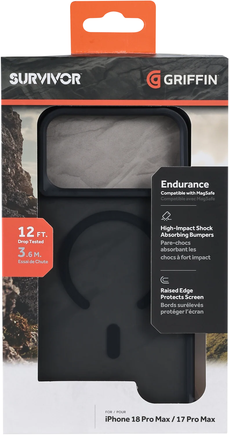 Griffin Survivor Endurance MagSafe Compatible iPhone 18 Pro Max /17 Pro Max Case - Black