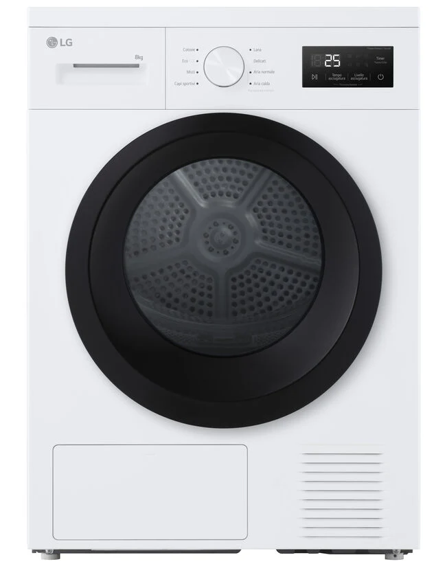 LG RNA1008NWK Asciugatrice 8kg Pompa di calore, Classe D, 8 programmi, Sensore asciugatura
