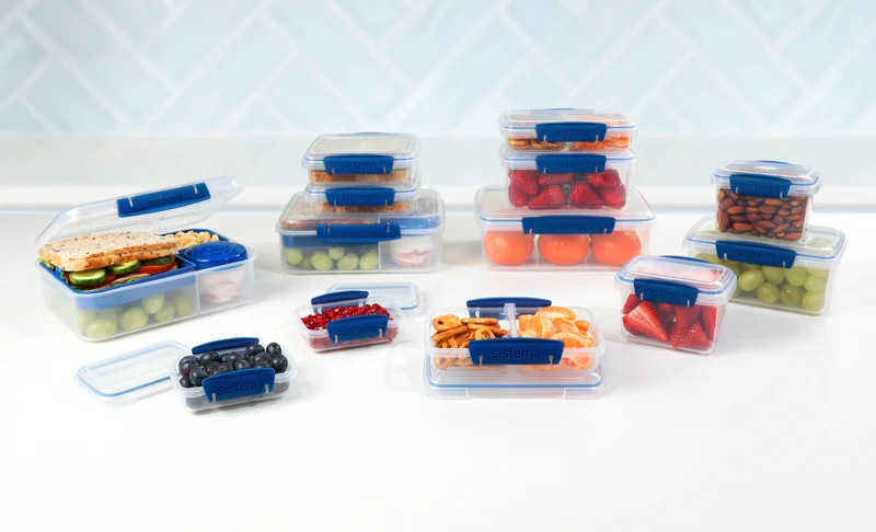 Sistema 32 Piece Set Klip It Ocean Blue Food Storage Containers (13 Container Set)