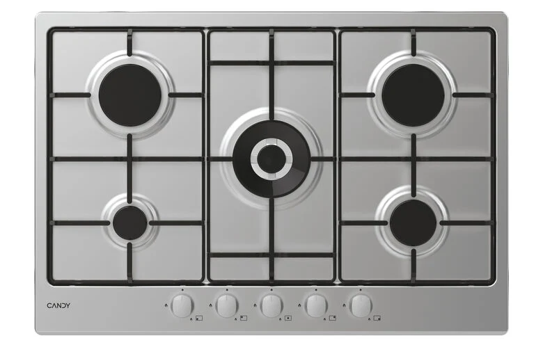 Candy CHW74WX Piano Cottura da Incasso a Gas 75 cm 5 Fuochi Acciaio Inox TIMELESS