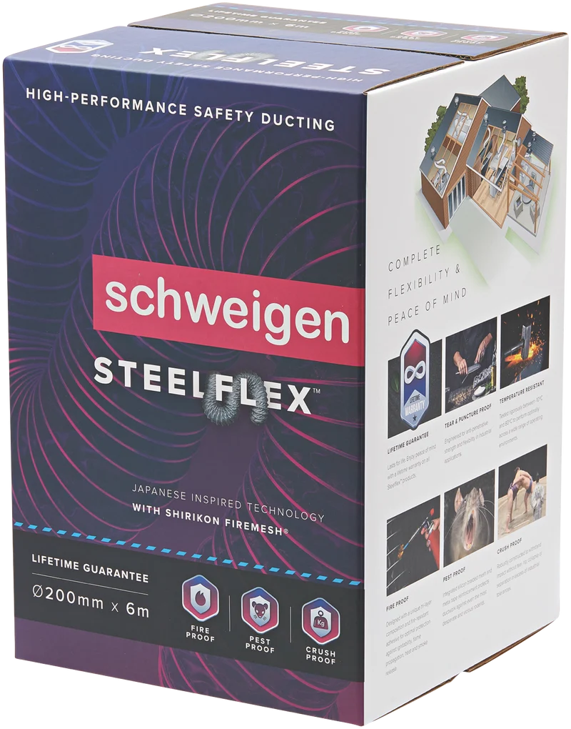 Schweigen 200mm Steelflex Ducting 6m
