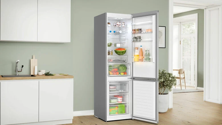 Bosch KGN397LDF Serie 4 Frigorifero Combinato A Libera Installazione, No Frost, Sistema Multi-Airflow, Classe D, Acciaio Inox
