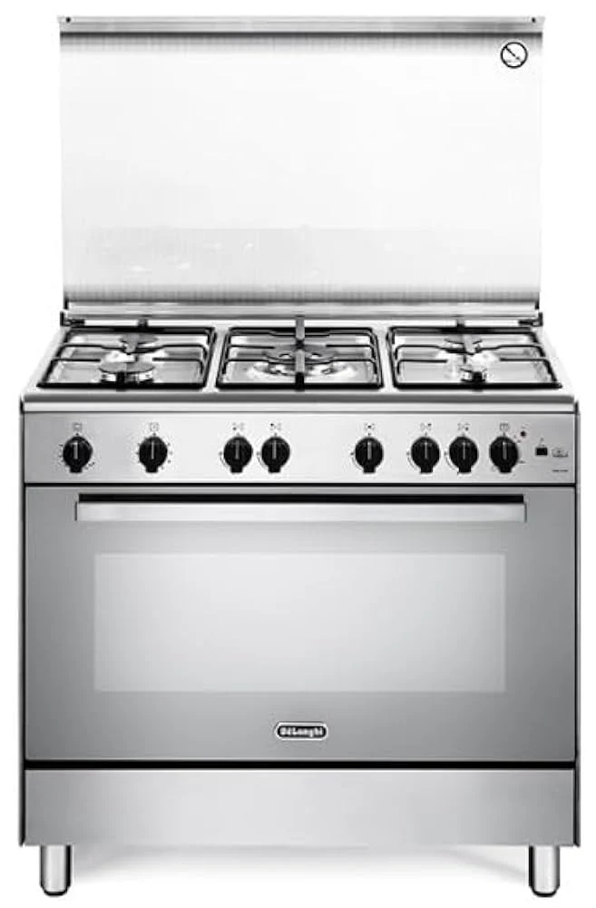 De' Longhi DGVX96SG Cucina a gas Libera installazione 90cm 5 fuochi con forno gas ventilato 115l Acciaio inox