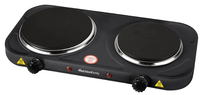 Melchioni COOK 2 Nero, Acciaio inox Superficie piana Piastra sigillata 2 Fornello(i)