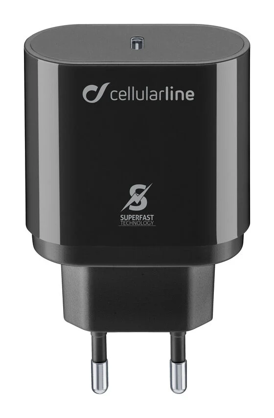 Cellularline USB-C Super Fast Charger PD 25W - Samsung A70, A80, A90, Note 10, Note 10+ Caricabatterie da rete USB-C Super Fast Charge PD 25W Nero