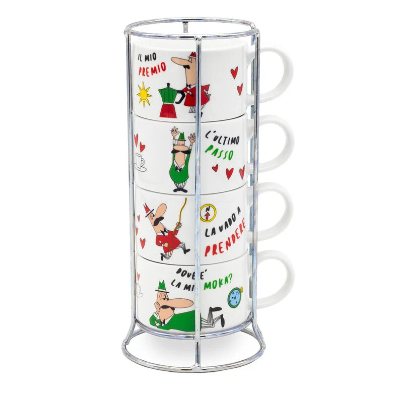 Bialetti L'Omino Italiano tazza Multicolore Cappuccino 4 pz