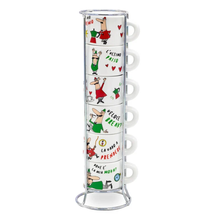 Bialetti L'Omino Italiano tazza Multicolore Espresso 6 pz