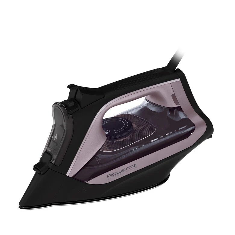 Rowenta DW4345 Express Steam, Ferro da Stiro a Vapore, Piastra in Acciaio Inox con Tecnologia Microsteam, Sistema Anticalcare Integrato, Colpo vapore 200 g/min, Potenza 2600 Watt, Nero e Ros