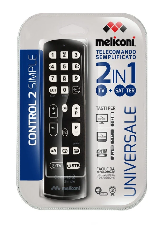 Meliconi Control 2 Simple telecomando IR Wireless TV Pulsanti