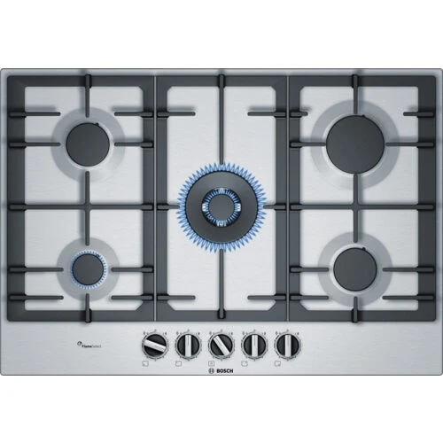 Bosch Serie 6 PCQ7A5B90 piano cottura Acciaio inossidabile Da incasso Gas 5 Fornello(i)