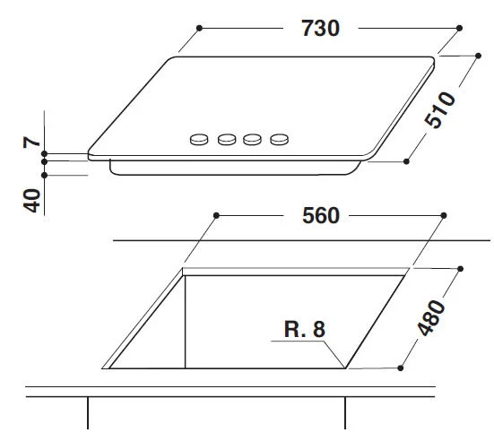 Whirlpool GMR 7542/IXL piano cottura Acciaio inossidabile Da incasso Gas 5 Fornello(i)